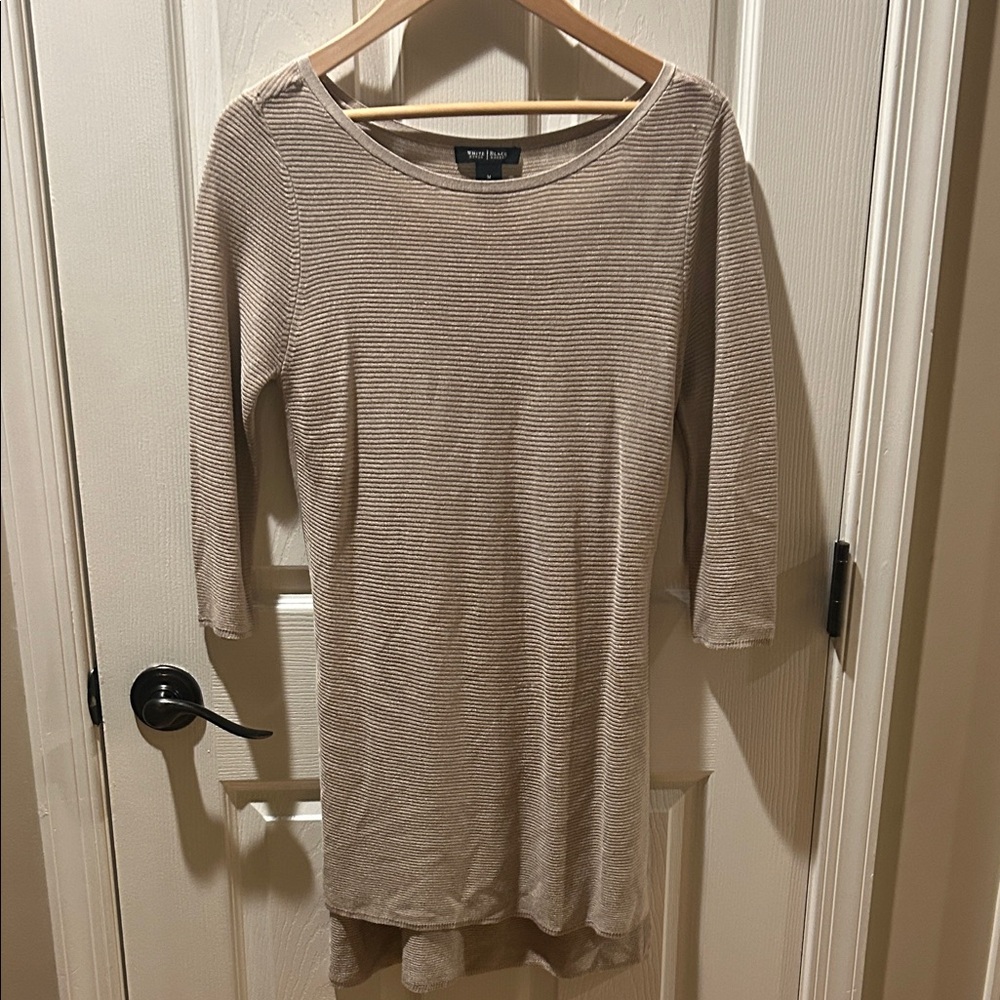 White House Black Market Tan Striped Top
